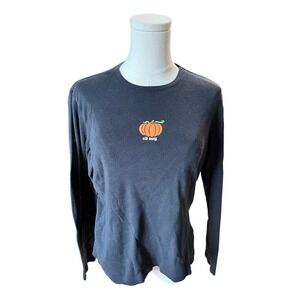 Old Navy Halloween Graphic Long Sleeve T-Shirt Pumpkin Black Women's Medium